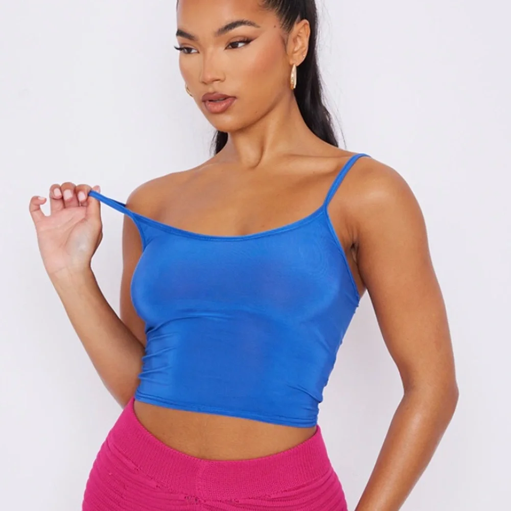 Forever 21 Blue Slinky Crop Cami Tank Top - Picture 3 of 8